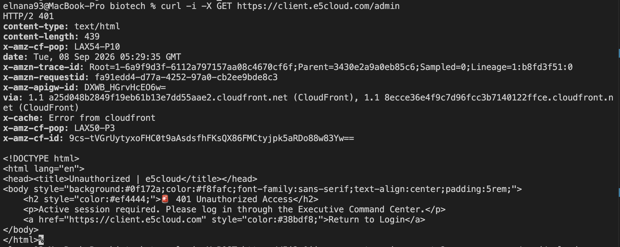 Administrative Portal Access Control Verification Output
