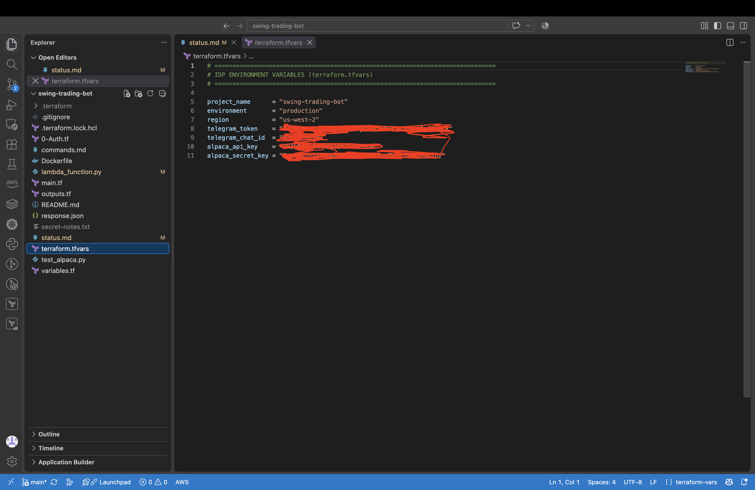 Variables Configuration tfvars File