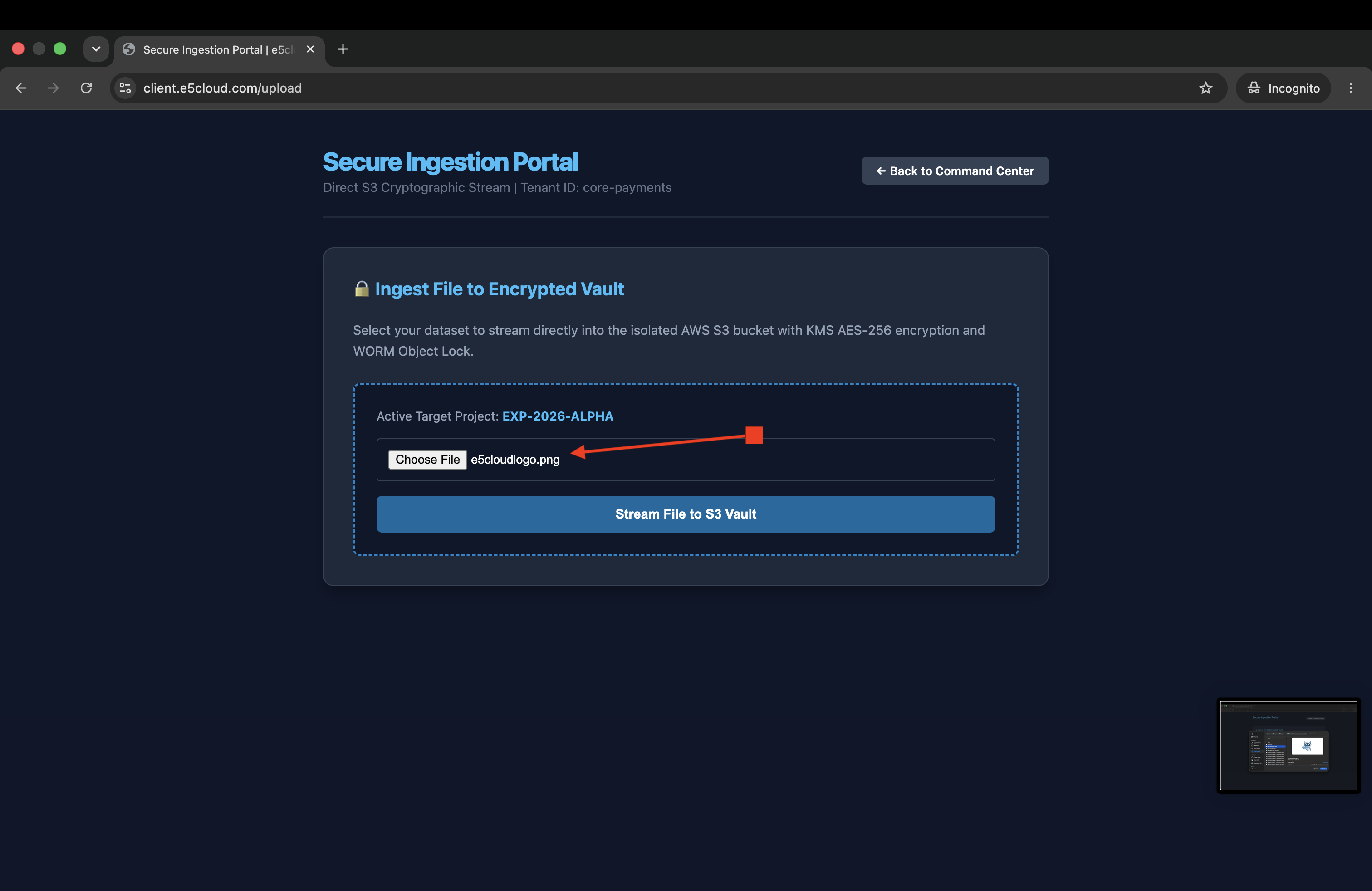 Secure Ingestion Portal File Selection