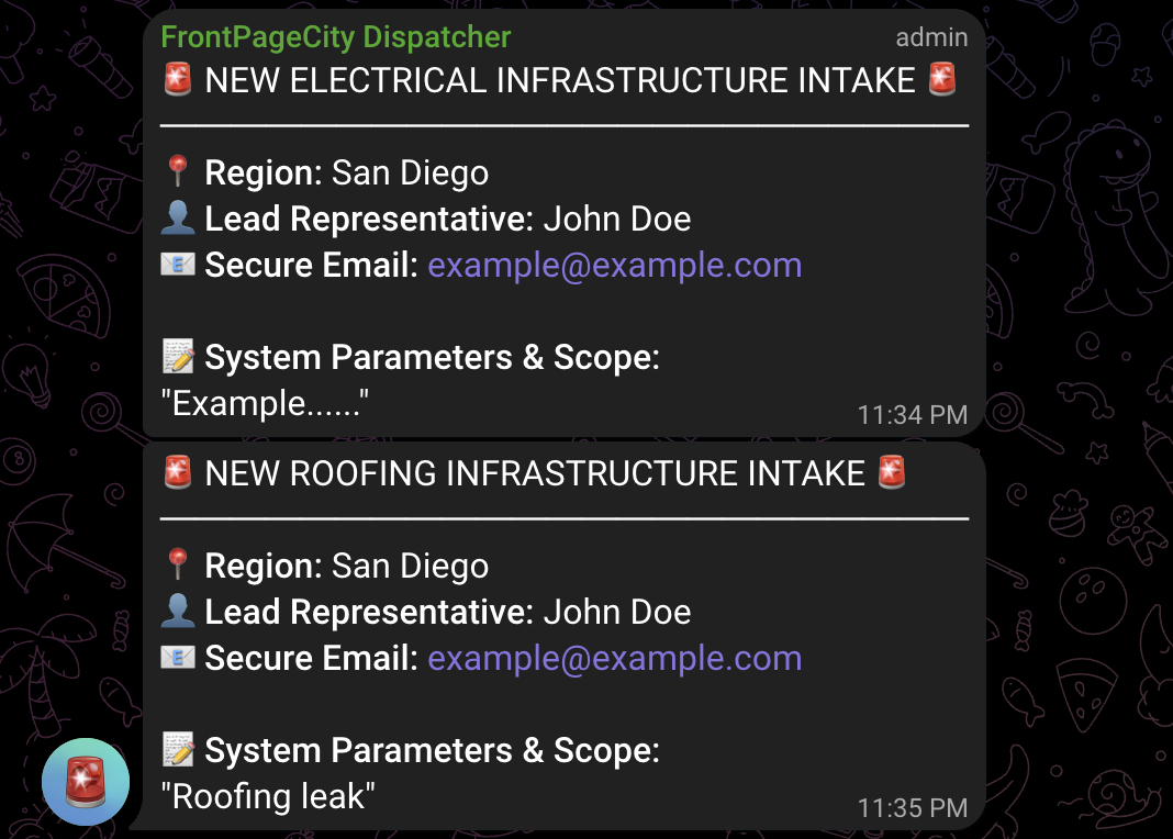 Live Telegram Intake